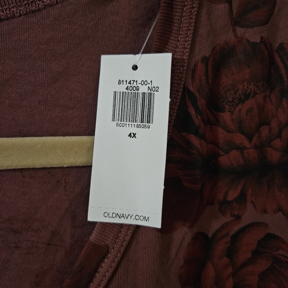 Old Navy Women's Maroon Rose Print Blouse - Picture 2 of 3